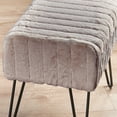 thumbnail image 6 of Home Soft Things Super Soft Faux-Fur Upholstered Stool Ottoman, Light Brown, 19"x13"x17", 6 of 7