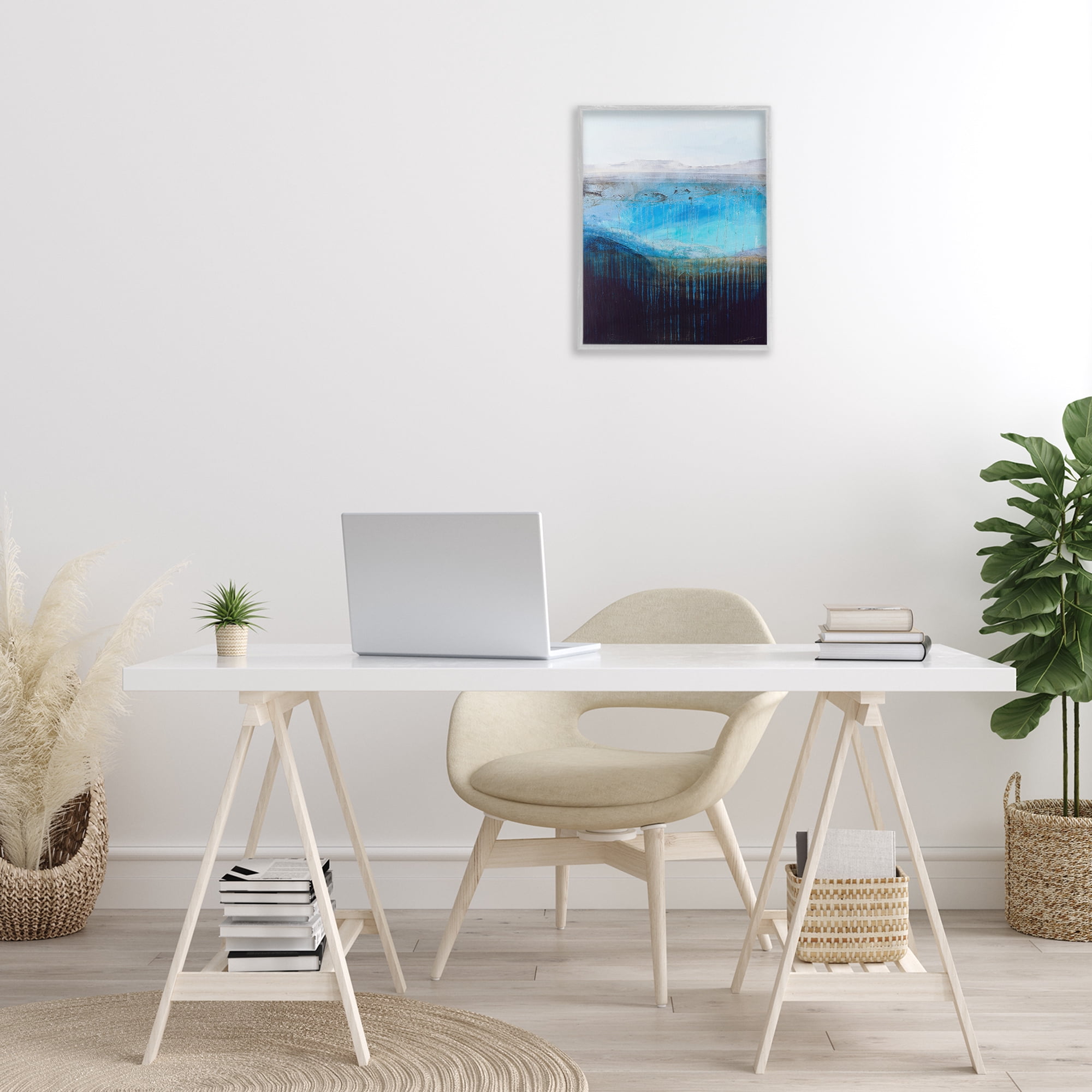 Stupell Industries Intense Abstract Landscape Abstract Painting Gray Framed Art Print Wall Art, 16 x 20