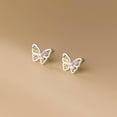 thumbnail image 4 of K-KED 925 Sterling Solid Silver Color Crystal Butterfly Stud Earrings Studs, 4 of 6