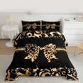 thumbnail image 2 of Castle Fairy Teenagers Bling Glitter Bowknot Full Size Comforter Sets 3-Piece,Leopard Print Bow-Tie Bedding Comforter Set,Vintage Chic Flower Old Fashion Lightweight Bedding Sets, 2 of 8