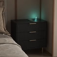 thumbnail image 3 of Nightstand with 3 Drawers & Charging Station,Smart Nightstand with Night Light with Storage Cabinet for Bedroom,Living Room,Black, 3 of 7
