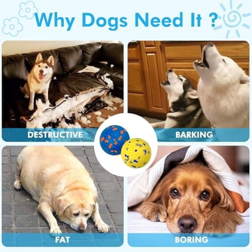 2 Pack Dog Balls Interactive Dog Tennis Balls Indestructible Dog Teething Chew Toys for Aggressive Chewers Dog Toy Fetch Balls for Small Medium Dog E-TPU Material Lightweight Bouncy Floating