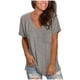 thumbnail image 1 of Pntutb - Camiseta de manga corta para mujer, cómoda, informal, cuello en V, color sólido, bolsillo Pntutb Pntutb-2970, 1 of 3