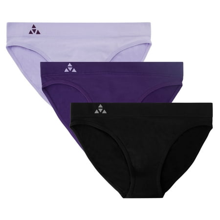 

Balanced Tech Women s 3 Pack Seamless Low-Rise Bikini Panties - Blackberry/Black/Violet - Large