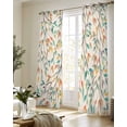 thumbnail image 5 of Teal Orange Eucalyptus Sheer Curtains 63 Inch Length 2 Panels Set for Living Room/Bedroom, Spring Botanical Leaves Kitchen Curtains Grommet Semi-Sheer Curtains Drapes Window Treatments 42"x63"x2, 5 of 7