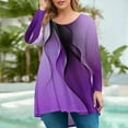 thumbnail image 2 of JULMCOMO Plus Size Tunic Tops for Women Clearance Half Sleeve Crew Neck Tshirts Casual Comfy Color Block Print Blouse Loose Oversized Tunic Blouse Purple 4XL, 2 of 5