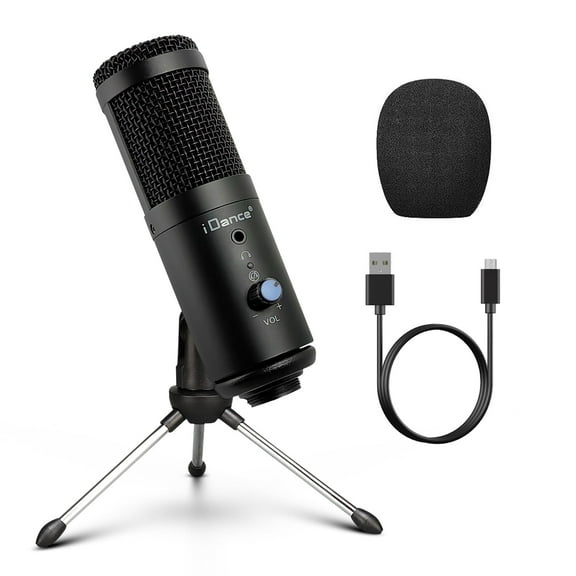 iDance MS1814 6-in-1 PRO Vocal Cardioid Condenser Microphone Plug & Play Studio Recording Microphone for PC Gaming Podcast Broadcast Streaming