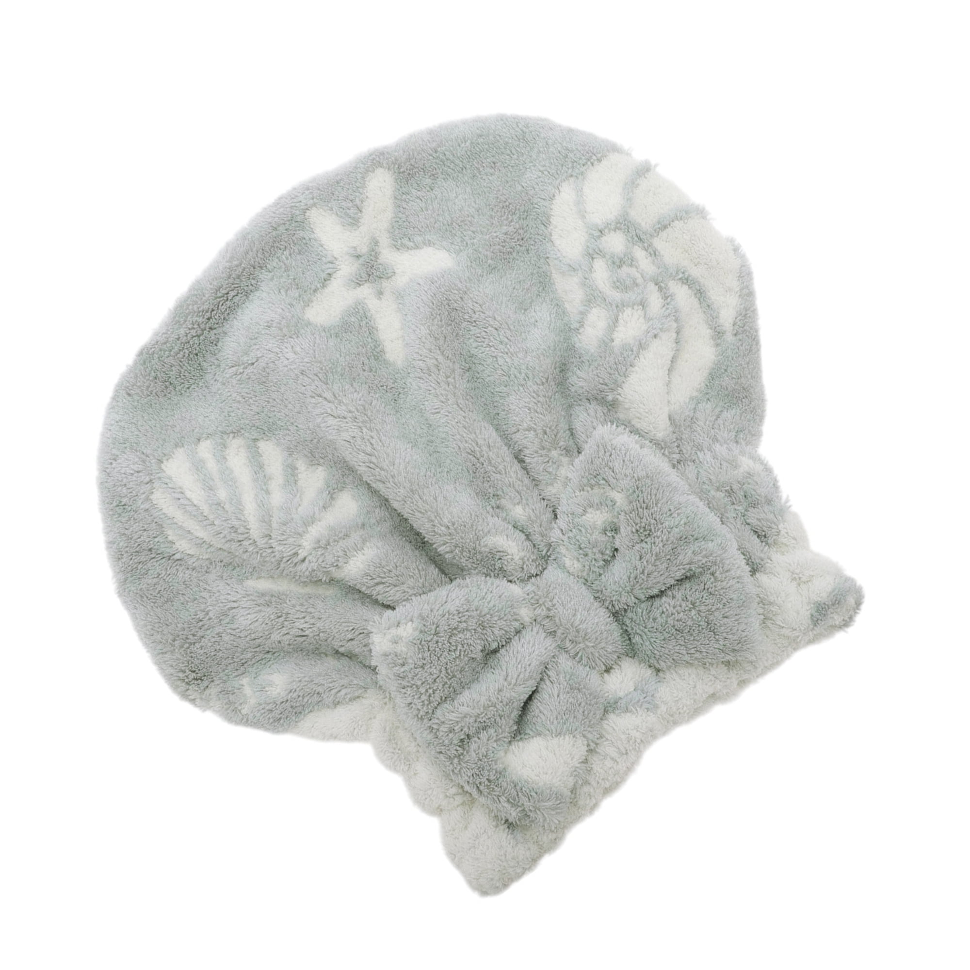 Unique Bargains Water Absorbent Bow Shells Hair Towel for Quick Drying Gray 10.63"x 8.66"