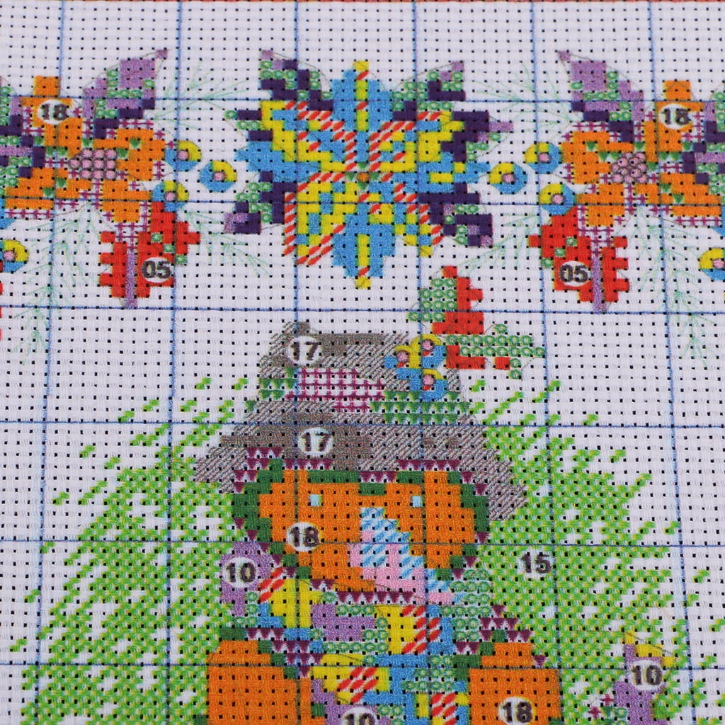 New Year Snowman Stamped Cross Stitch Kit DIY Needlework Crafts 14CT 21x29cm 