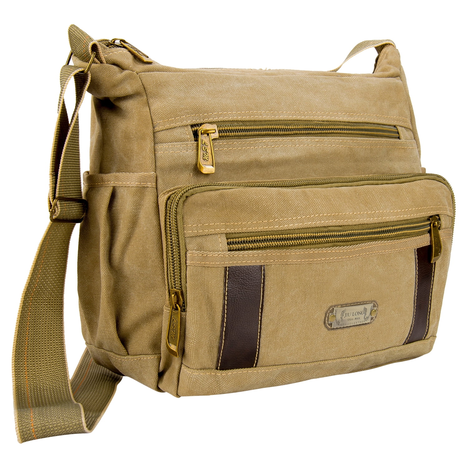 FOSTAK Messenger Bag for Men and Women Fit 13.3 Inch Laptop Multi-Pocket Shoulder Bag Padded Canvas Briefcase Lightweight School Satchel for College Work Travel and Daily Use,Black 