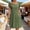 Dresses-356Army Green, variant on Dresses for Women Square Neck Short Sleeve A-Line Dress with Pockets Button Detail Casual Swing Midi Dress Work Office Church Vacation Wear Beige XXL