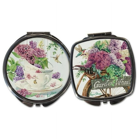 Lissom Design W61068 2 Piece Scent of Lilacs Compact Mirror Set