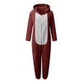thumbnail image 6 of Tiqkatyck Animal Onesie, Women's Winter Fashion Casual Zipper Hooded Plush Jumpsuit Adult Onesie Christmas Onesies Adult Burgundy S, 6 of 7