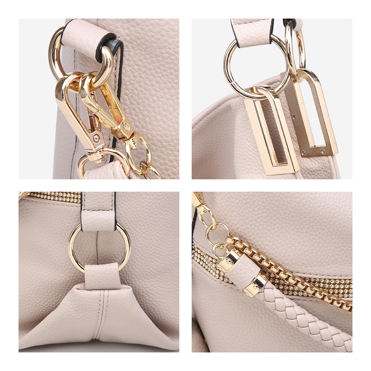 Dasein Hobo Bags for Women Soft Faux Leather Purses and Handbags Large Hobo Purse Shoulder Bag with Rhinestones