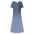 thumbnail image 4 of Ruyang Women's Summer Boho Floral Maxi Dress Casual Loose Summer Short Sleeve Beach Vacation Dresses With Pockets Denim Dress Long Sleeve, 4 of 5