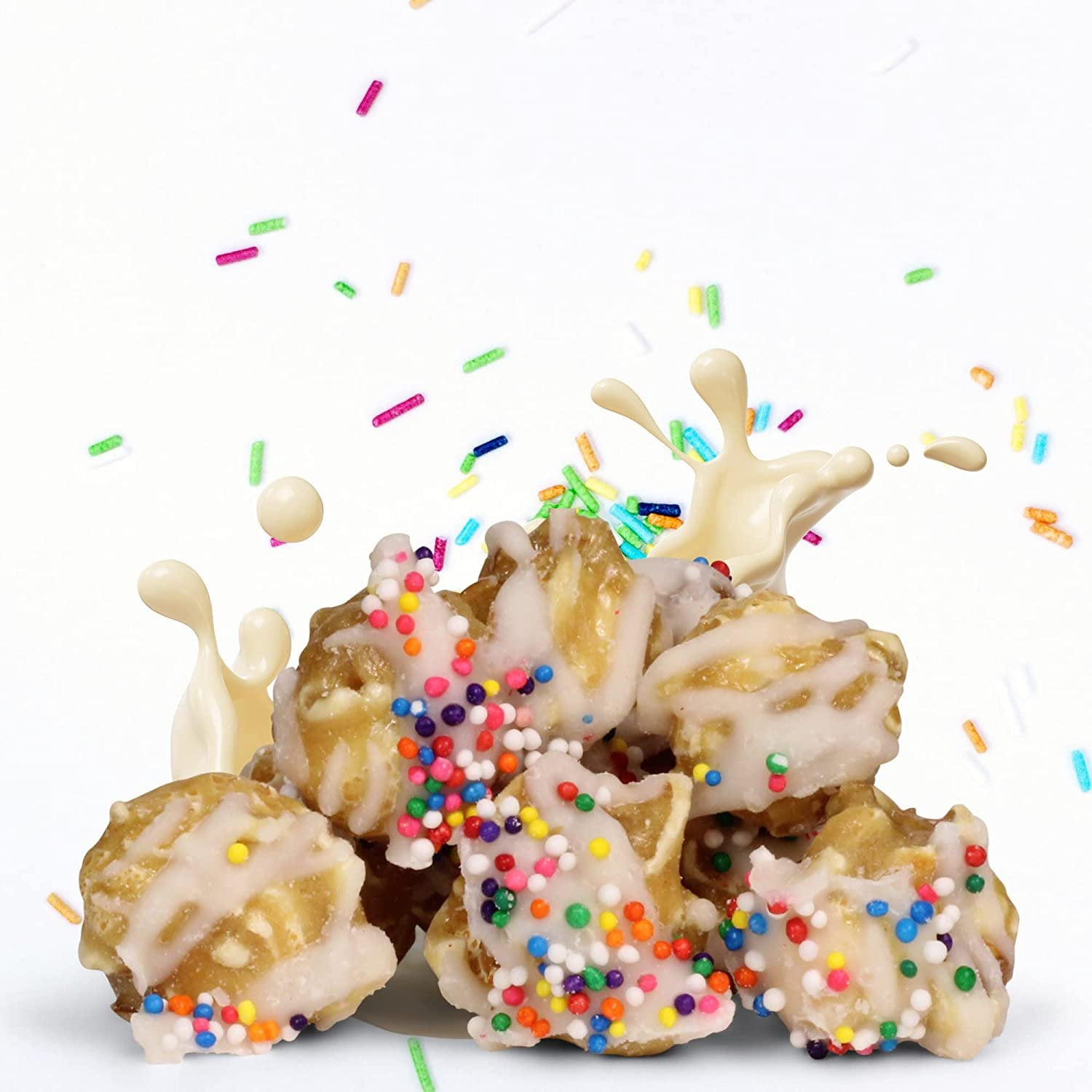 Gourmet Caramel Party Time Popcorn by Its Delish, 2 lbs Bulk Bag - Birthday Cake themed Candy Popcorn with Rainbow Nonpareils - Festive Chocolate Air Popped Sweet Crunchy Popcorn, Vegan, Kosher