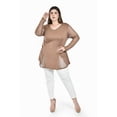 thumbnail image 4 of Blusa con detalle de malla Roman Fashion /Tallas Extras, 229 (Cafe) cafe 38, 4 of 5