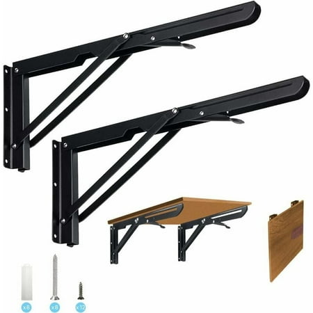 

Wall Shelf Bracket 2 Pieces 400 mm - Heavy Duty Bracket Folding Bracket Stainless Steel Wall Folding Bracket Foldable Shelf Bracket Shelf Table