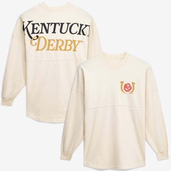 Men's Spirit Jersey Cream Kentucky Derby Oversized Original Long Sleeve T-Shirt