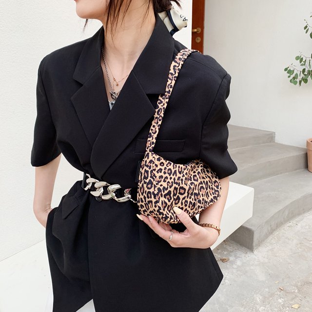 Bolso pequeño informal de nailon para mujer bolsa de hombro con Ehuebsd estampado de leopardo Retro a cuadros a la moda para uso diario