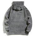 thumbnail image 4 of QHFBli Men's Hoodie Autumn Winter Mens Solid Color Hooded Sweatshirt Casual Fashion Pullover Comfortable Warm Soft Classic Style Grey L, 4 of 9