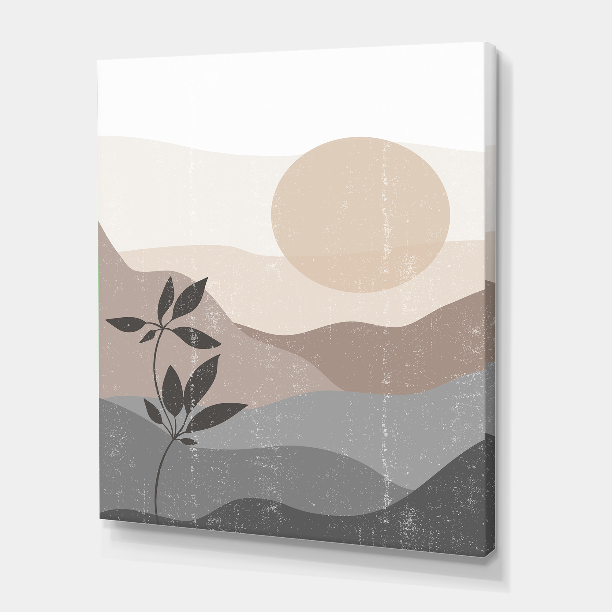 Minimalist Sunset Over Mountain Landscape 16 in x 32 in Painting Canvas Art Print, by Designart