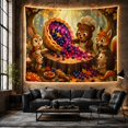 thumbnail image 6 of Woodland Animals with Berry Pie in Autumn Forest, Whimsical Illustration for Nature Lovers, Wildlife Wall Art Decor, Housewarming Gift Tapestry Wall Hanging for Living Room and Dorm, 6 of 7