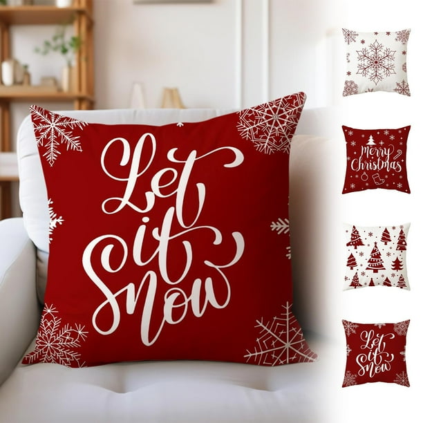 Funda decorativa de cojín navideño - Cojín de poliéster de 18x18 pulgadas para sofá, salón, dormitorio • Funda de almohada navideña impresa