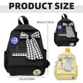 thumbnail image 3 of BESEW7 Kawaii Plaid Bowknot Backpack, Aesthetic Nylon Lightweight Daypack for Women Girls, Preppy Style Casual Bag for Travel Yellow, 3 of 8