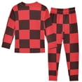 thumbnail image 2 of Black Red Checked Pattern Cotton Pajamas 2 Piece Set Sleepwear Soft and Comfortable Homewear Nightwear, 2 of 7