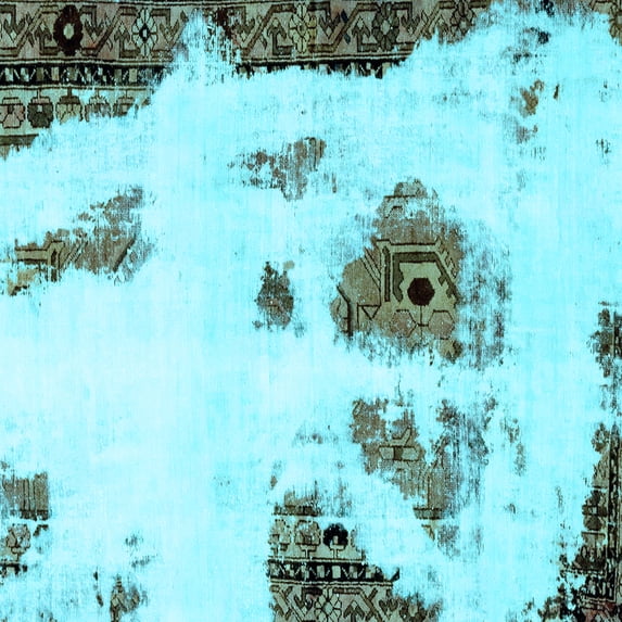 Ahgly Company Indoor Square Abstract Light Blue Modern Area Rugs, 8' Square