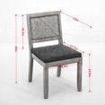 thumbnail image 7 of French Style Dining Chairs Set of 2, Linen Fabric Dining Chair with Rattan Back and Solid Leg, Wooden Farmhouse Side Chairs for Kitchen, Living Room, Gray, 7 of 7