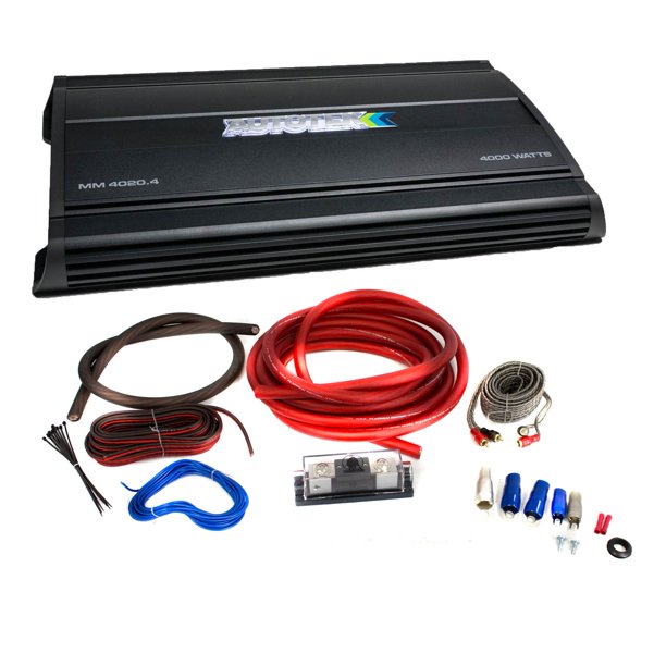 Autotek MM4020.4 4000W 4 Channel Car Audio Amp w/ Bullz Audio 1/0 Gauge