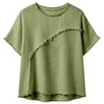 thumbnail image 4 of CAIVO Women Shirts Casual Blend Short Sleeve Crew Neck Tops Loose Relaxed O-Neck Solid Color Holiday Shirts, 4 of 4