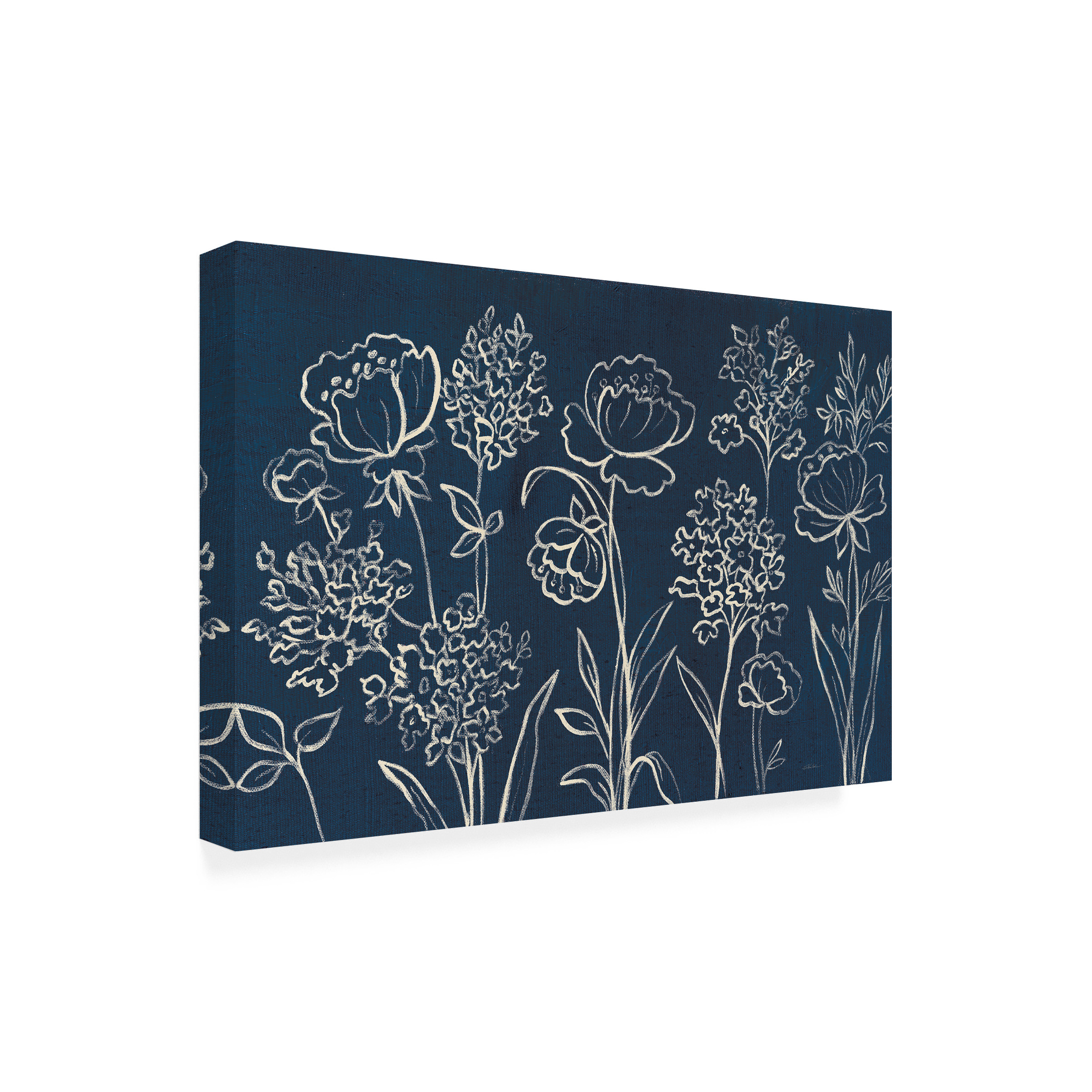 Silvia Vassileva 'Indigo Floral I' Outdoor Canvas 22x24