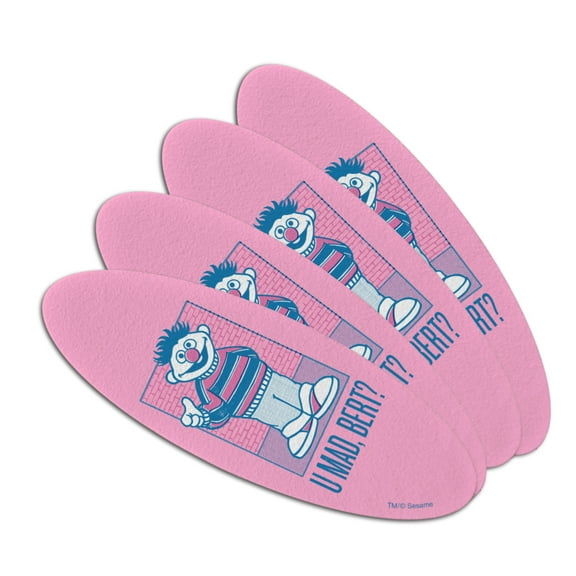 Sesame Street Ernie U Mad, Bert? Double-Sided Oval Nail File Emery Board Set 4 Pack