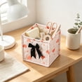 thumbnail image 3 of 1 Pcs Square Desktop Cosmetic Storage Basket, Multi-Functional Small Organizer Container, 6x6x6in Neat Storage Bin for Vanity Bedroom Countertop Sundry Classification, 3 of 7