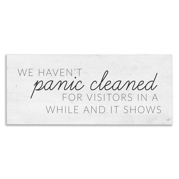 Stupell Industries Eclectic Humorous Panic Clean Home Sign Canvas Art, 24 x 10, by Lux Me Designs