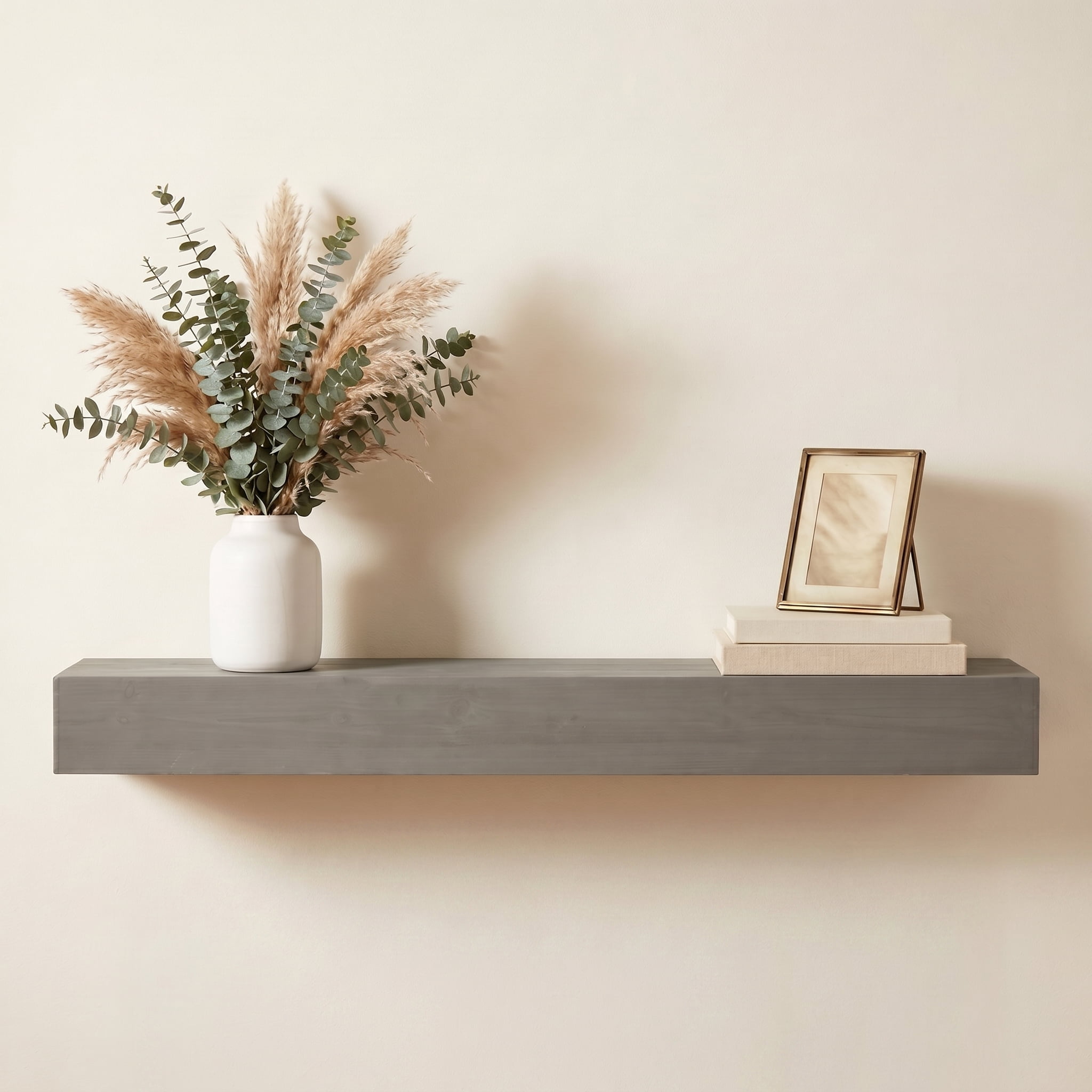 72" Fireplace Mantel Shelf,Solid Pine Wood Wall Mounted,Rustic Farmhouse Floating Shelf,Natural Finish for Home Decor,Grey