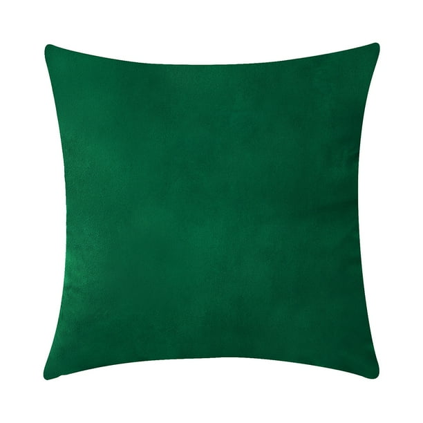 Inteprter Funda de almohada cuadrada de terciopelo con funda de almohada de color sólido para decoración de sofá Decoración del hogar verde oscuro Inteprter HA003042-03