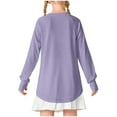 thumbnail image 5 of Long Sleeve Top for Kids UK Oversized Pullover Thumb Button Round Neck Sweatshirts Solid Color Casual Pullover Tops Cotton Loose Tunic Tops Plain Winter Fall Tee Shirts, 5 of 7