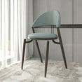 thumbnail image 3 of LeisureMod Upholstered Leather Modern Dining Chair with Metal Legs Open Back Cozy Accent Chair, Contemporary Armless Side Chair for Dining, Living Room, Kitchen Venice Series in Light Grey, 3 of 12