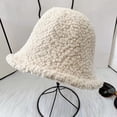 thumbnail image 4 of CoCopeaunts Women Bucket Hat Plain Autumn Winter Thicken Warm Lamb Wool Bucket Cap Outdoor Foldable Girl Simple Casual Basin Hat, 4 of 8