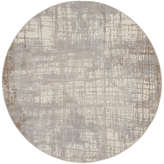 Calvin Klein  Rush Contemporary Abstract Area Rug 6' Round - Ivory/Taupe - Round