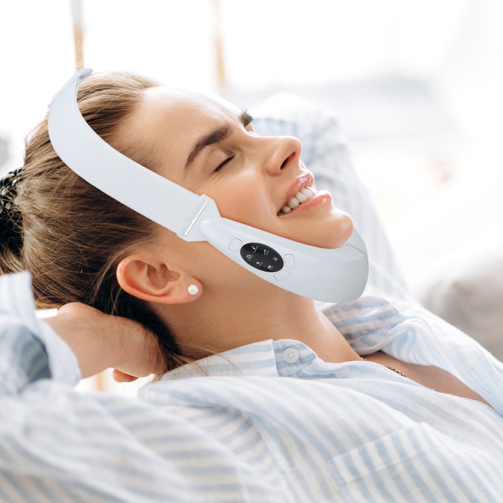 Happydeer 1 Set Face Slimming Device Skin Firming Reduce Double Chin Micro Current Red Blue Light Face-lifting V Face Massager Female Supply