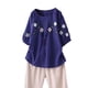 thumbnail image 1 of Blusas de Manga Corta para las Mujeres, Primavera Verano Suelto de Lino Cuello Redondo con Bordado Impreso, Casual, 1 of 3