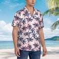 thumbnail image 3 of Sikiie Tropics Palm Trees Print Men's Hawaiian Shirt, Summer Beach Button Pocket Short Sleeve T-Shirt,Large, 3 of 7