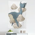 thumbnail image 1 of Whale Tapestry, Whale Hovering on Sky Clouds Animal Fish Marine Life Nautical Sea Graphic Art, Fabric Wall Hanging Decor for Bedroom Living Room Dorm, 5 Sizes, Beige Slate Blue, by Ambesonne, 1 of 1