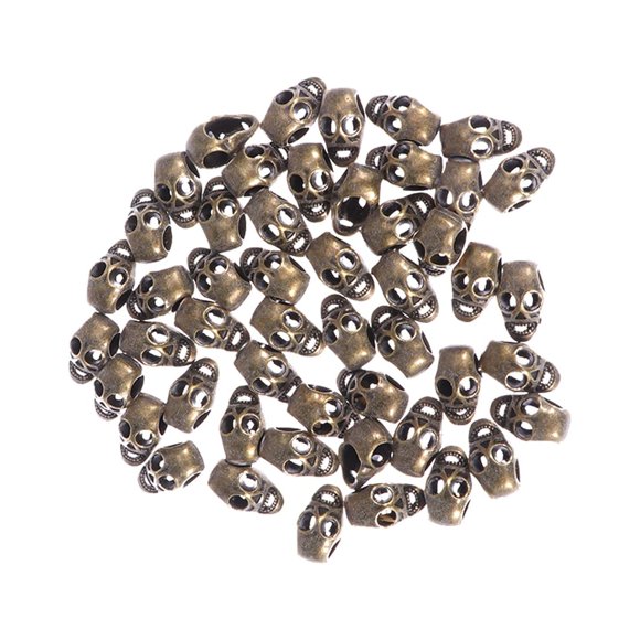 FRCOLOR Perles diy 50 Pcs Perles en Forme de Crâne Grands Trous Accessoires pour Bracelets Colliers Porte-Clés Fabrication de Bijoux, 0.59"X0.35"X0.3 Pouces