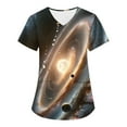 thumbnail image 2 of SAATLERI Uniform Scrubs for Women Stretchy Plus Size Galaxy Pattern Scrubs Top for Women Working Nurse Scrub Tops, 2 of 4